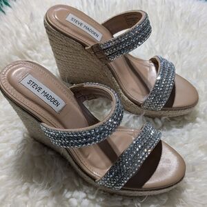Steve Madden Silver Wedge Sandals